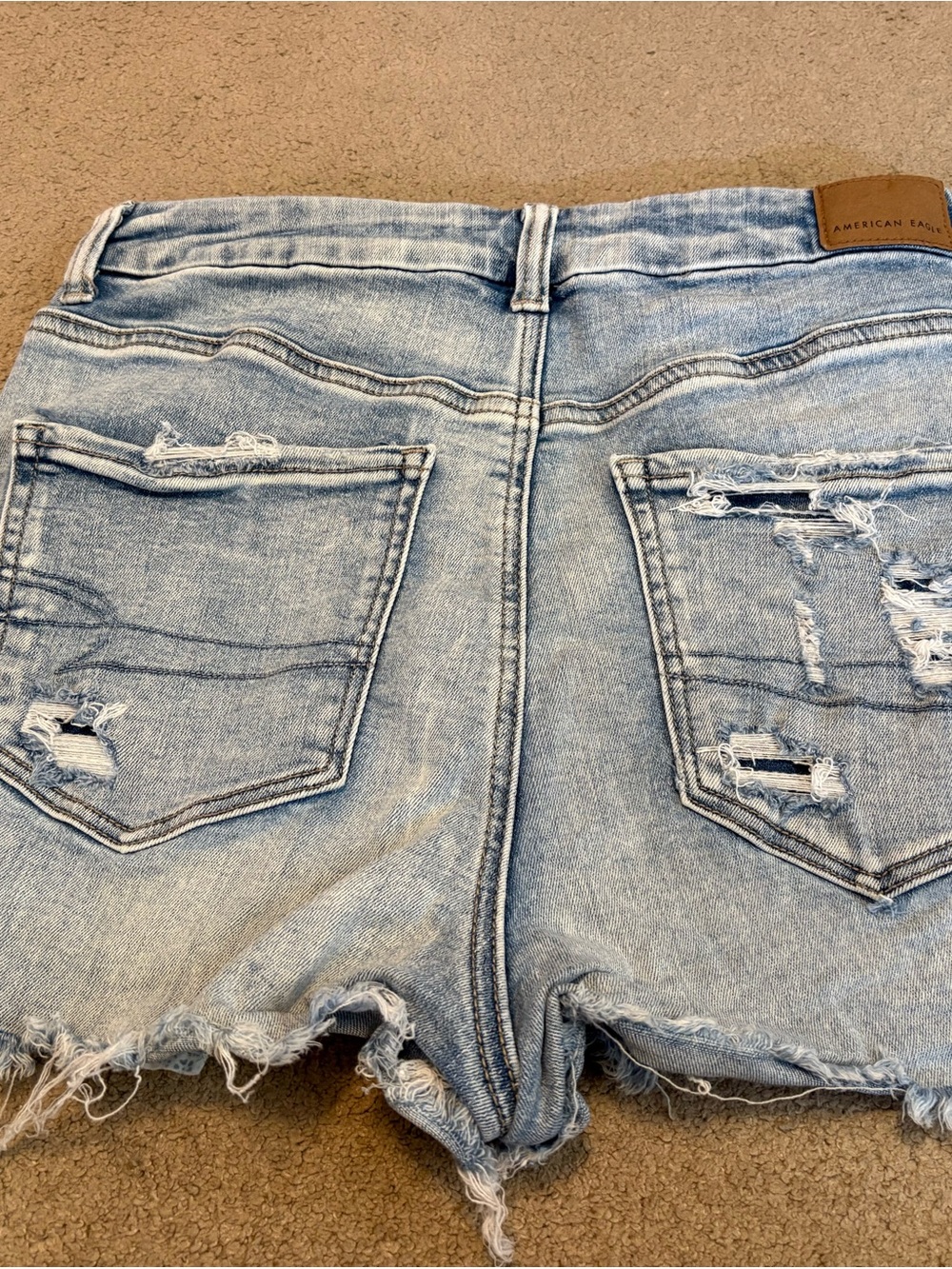 American Eagle Outfitters Light Blue Distressed Denim Cutoff Shorts - Picture 2 of 4
